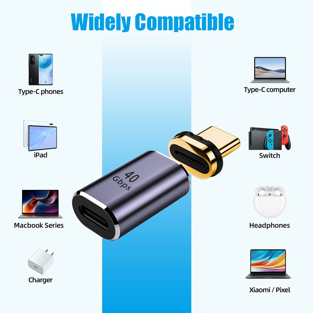 Verilux Type C Adapter Right Angle Magnetic 90 Degree USB C Adapter USB 4.0 Support Thunderbolt 3/4 100W PD Fast Charging 40Gb/s Data Transfer, 8K@60Hz Video Output for MacBook Pro/Air, USB C Devices Verilux Type C Adapter Right Angle Magnetic 90 Degree USB C Adapter USB 4.0 Support Thunderbolt 3/4 100W PD Fast Charging 40Gb/s Data Transfer, 8K@60Hz Video Output for MacBook Pro/Air, USB C Devices